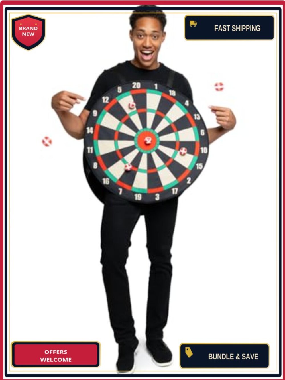 Tipsy Elves Dartboard Halloween Costume Interactive Game with 6 Velcro Balls